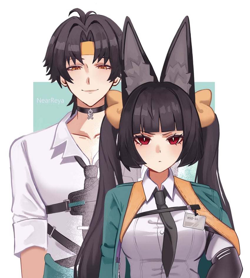 hoshimi miyabi and asaba harumasa (zenless zone zero) drawn by by_nearreya
