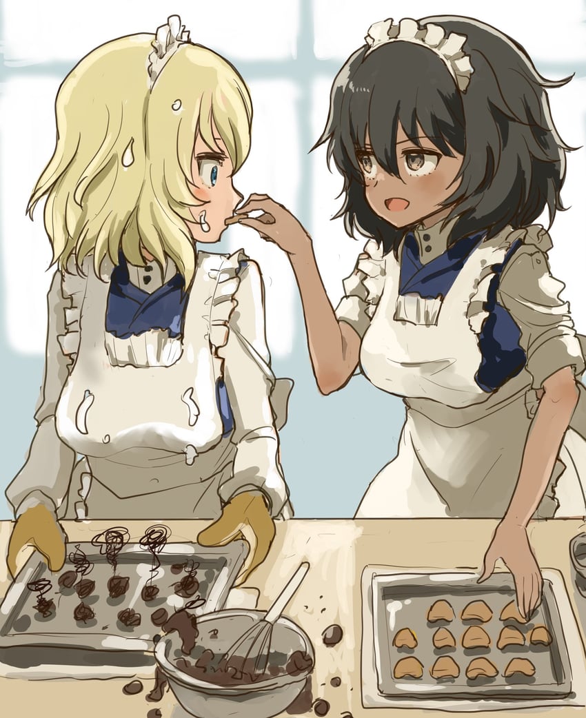 andou and oshida (girls und panzer) drawn by murayama_kei