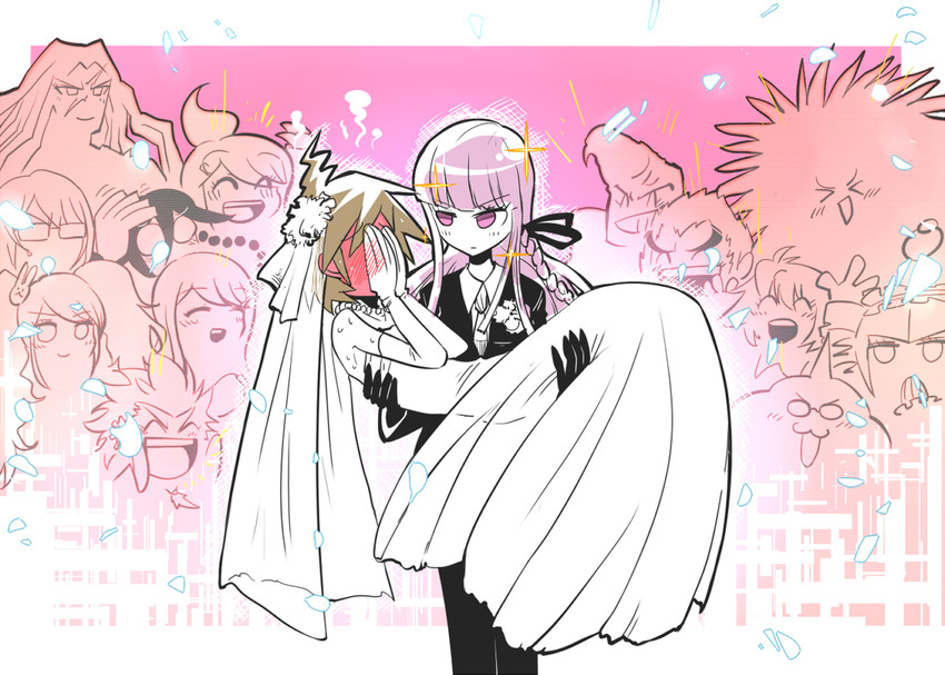 kirigiri kyoko, enoshima junko, naegi makoto, celestia ludenberg, maizono sayaka, and 10 more (danganronpa and 1 more) drawn by rariatto_(ganguri)