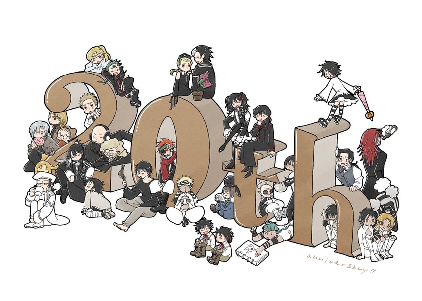 lenalee lee, allen walker, kanda yuu, lavi, timcanpy, and 29 more (d.gray-man) drawn by tkns_works