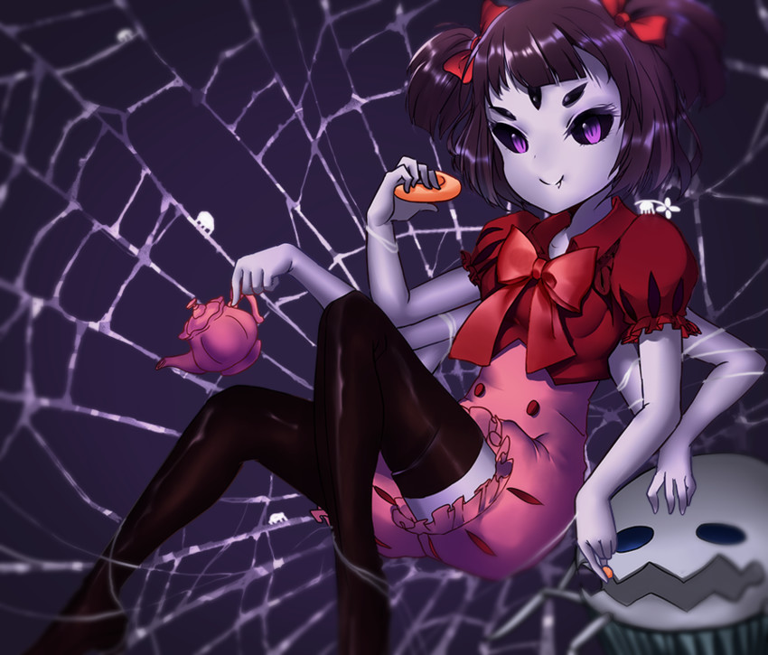 muffet and muffet's pet (undertale) drawn by bada_(jksh5056)