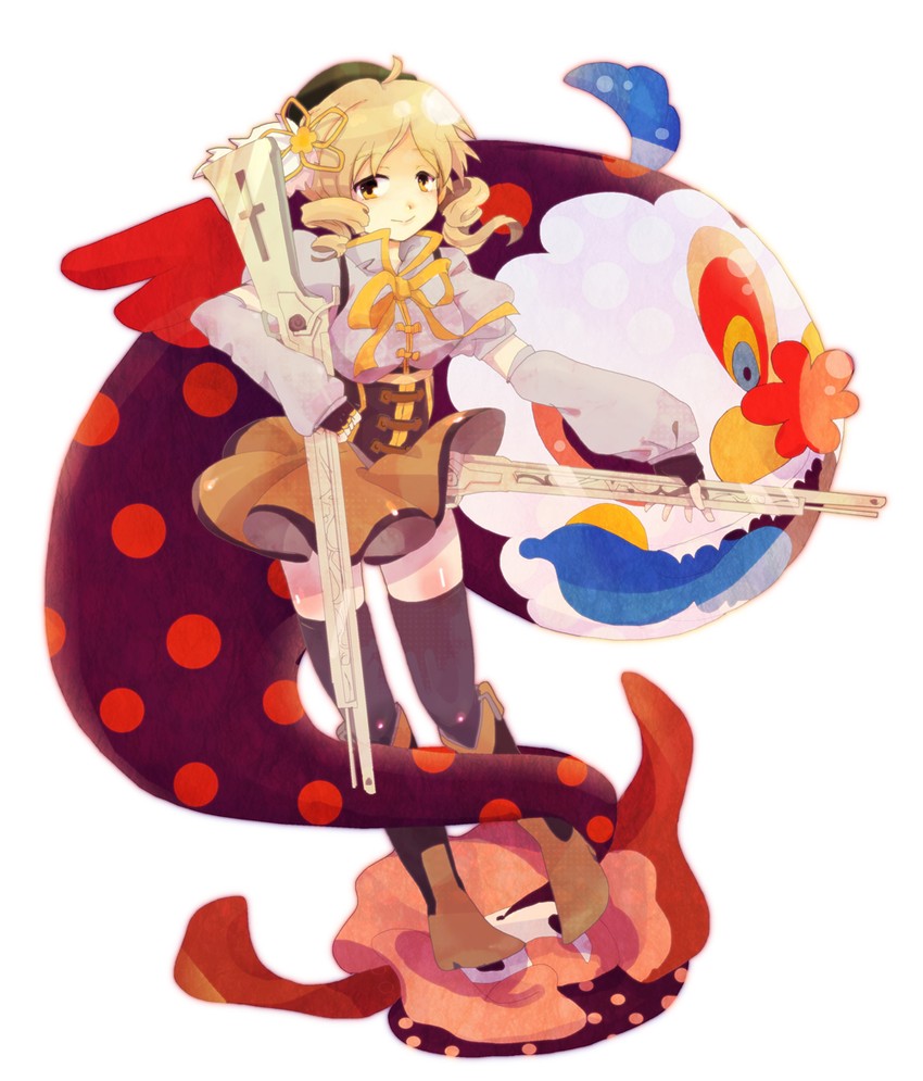 tomoe mami and charlotte (mahou shoujo madoka magica) drawn by yatabe_touko