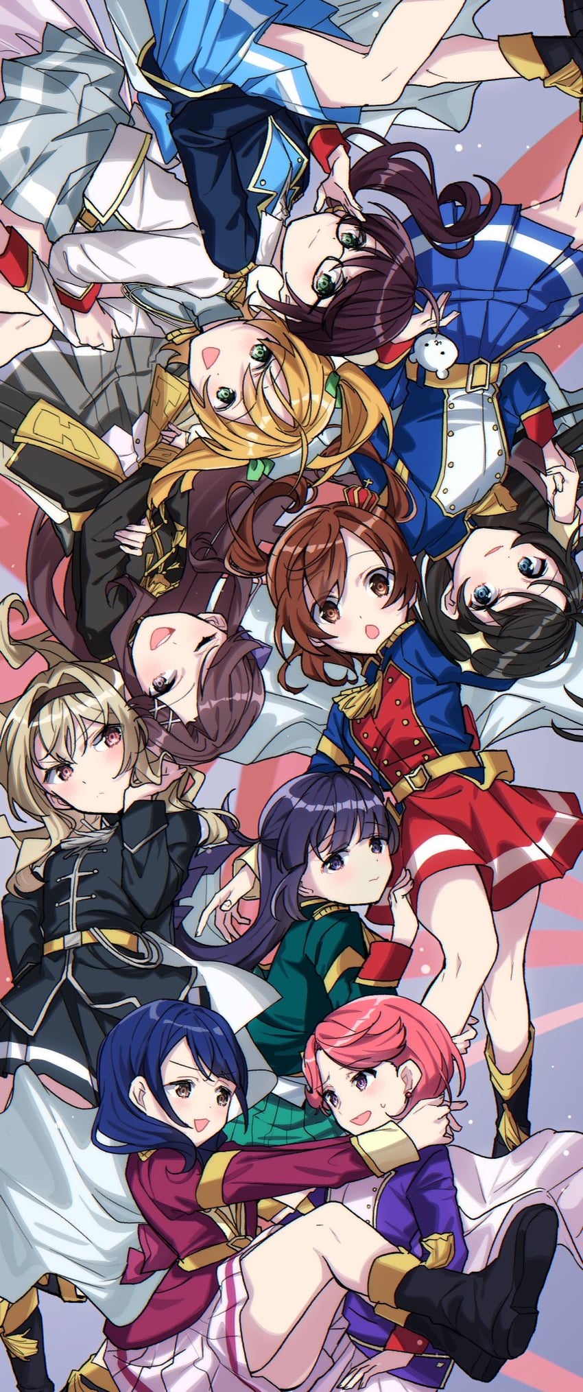 saijou claudine, tendou maya, daiba nana, aijou karen, tsuyuzaki mahiru, and 4 more (shoujo kageki revue starlight) drawn by maruiusausagi
