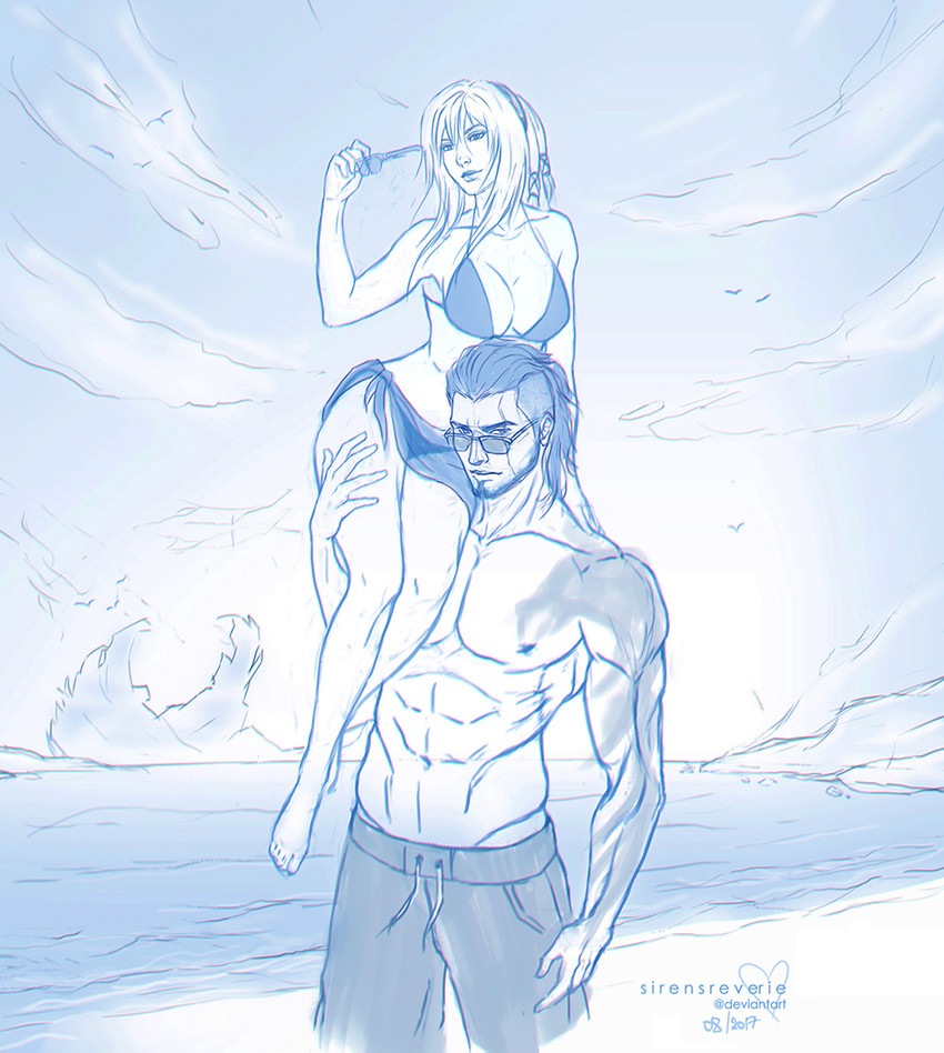 gladiolus amicitia and aranea highwind (final fantasy and 1 more) drawn by sirensreverie