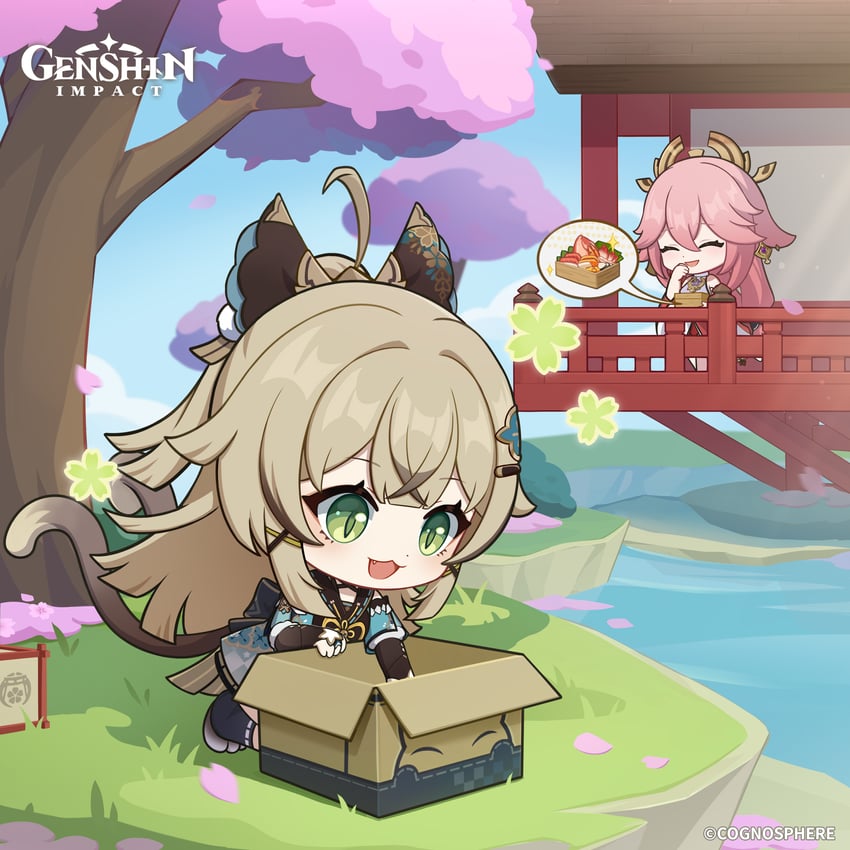 yae miko and kirara (genshin impact)