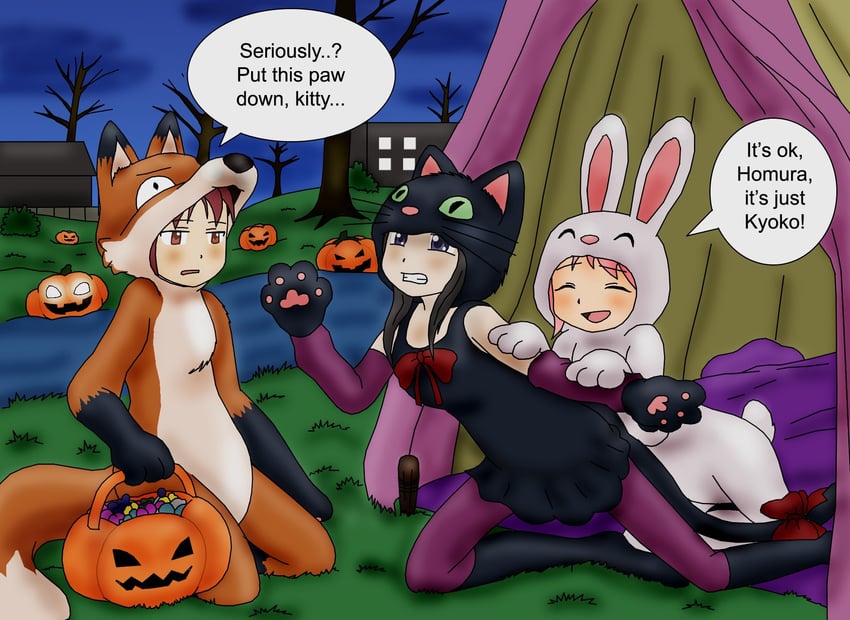 akemi homura, kaname madoka, and sakura kyoko (mahou shoujo madoka magica) drawn by majka626