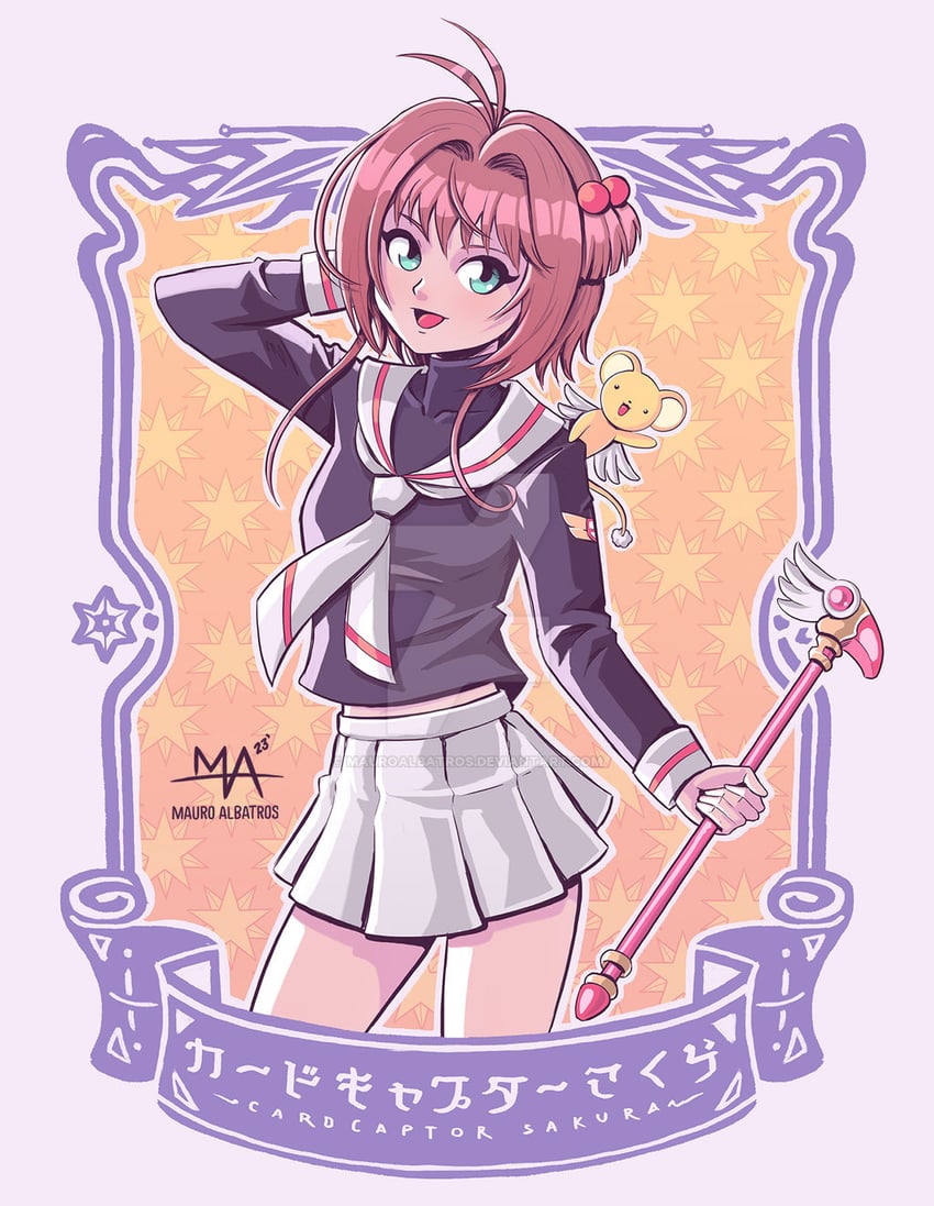 kinomoto sakura and kero (cardcaptor sakura) drawn by mauro_albatros