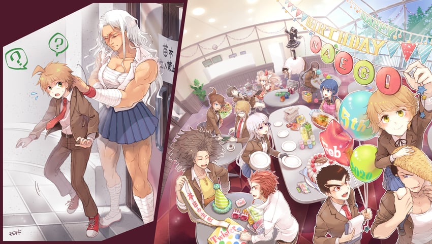 kirigiri kyoko, enoshima junko, monokuma, naegi makoto, celestia ludenberg, and 12 more (danganronpa and 1 more) drawn by momosaki_hiromu