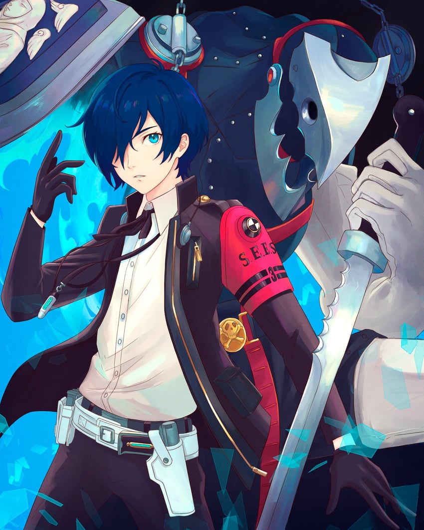 yuuki makoto and thanatos (persona and 2 more) drawn by truejekart