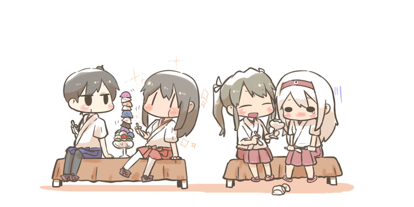 kaga, akagi, zuikaku, and shoukaku (kantai collection) drawn by inishie