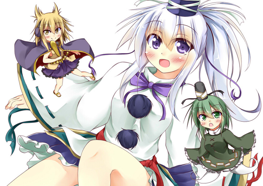 toyosatomimi no miko, mononobe no futo, and soga no tojiko (touhou) drawn by kuzumomo