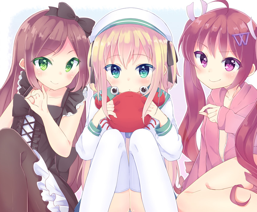 shimotsuki potofu, hazuki watora, and minazuki sarami (original) drawn by momoirone