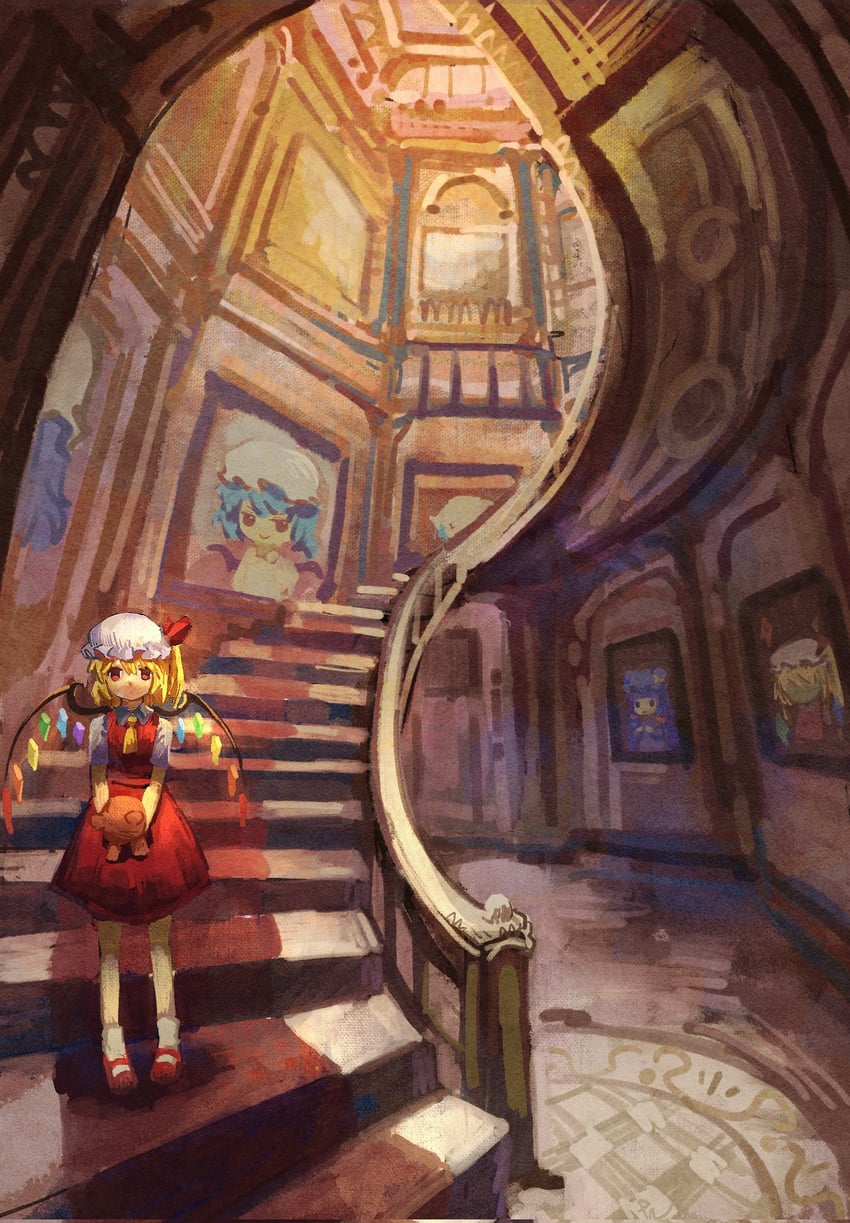 remilia scarlet, flandre scarlet, and patchouli knowledge (touhou) drawn by ge_dazuo