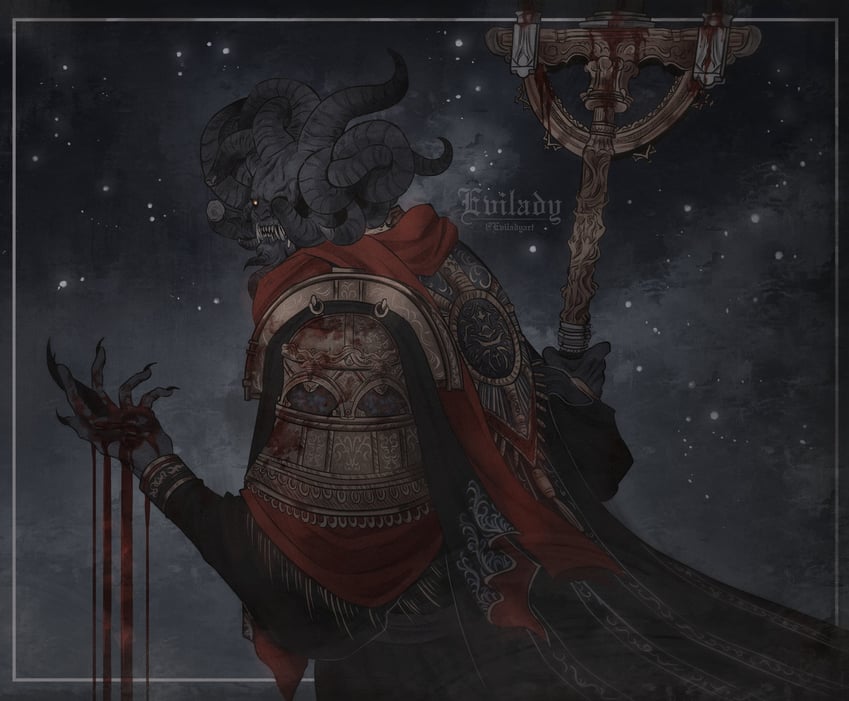 mohg lord of blood (elden ring) drawn by eviladyart