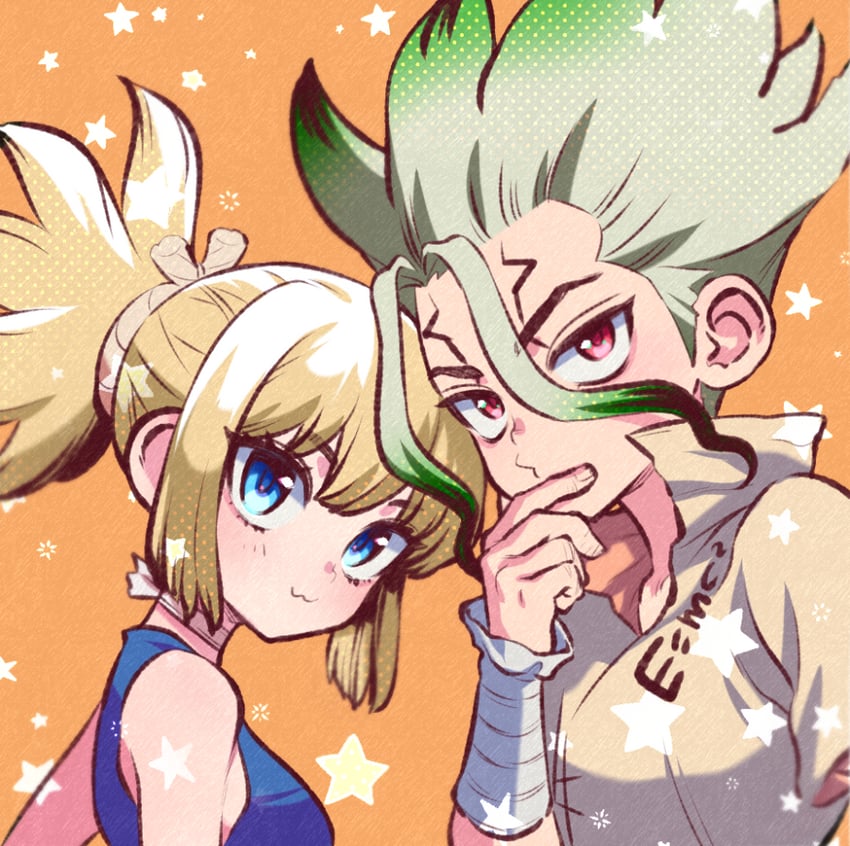 kohaku and ishigami senkuu (dr. stone) drawn by ninomae_gin