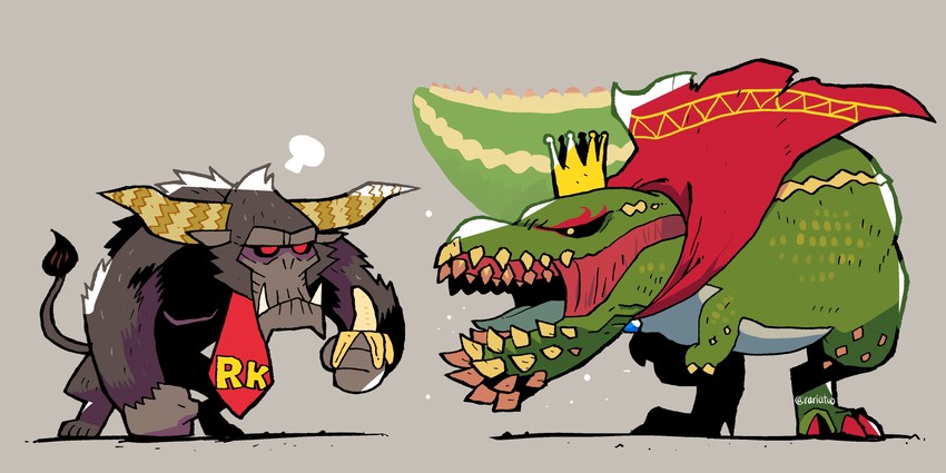 donkey kong, deviljho, rajang, and king k. rool (monster hunter and 2 more) drawn by rariatto_(ganguri)