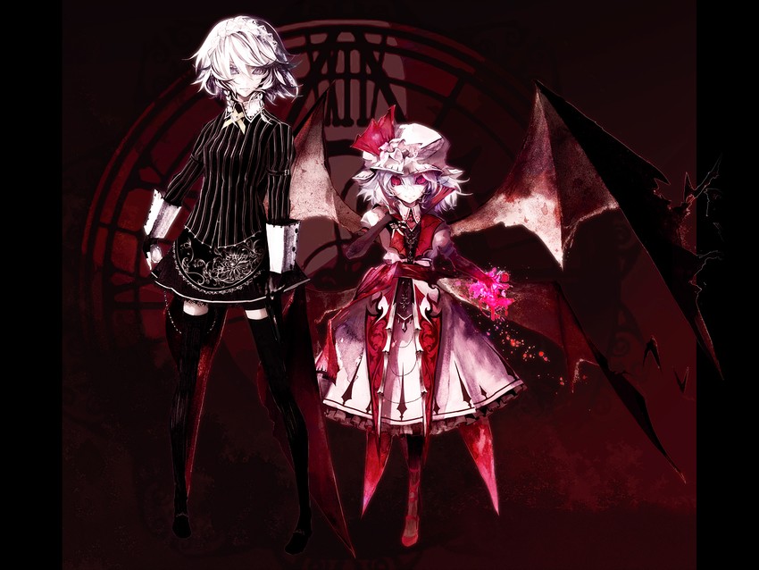remilia scarlet and izayoi sakuya (touhou and 2 more) drawn by banpai_akira