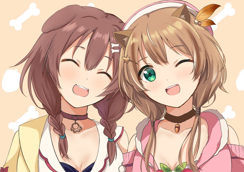 inugami korone and ayunda risu (hololive and 1 more) drawn by dinosaurus_(azimangasaurus)