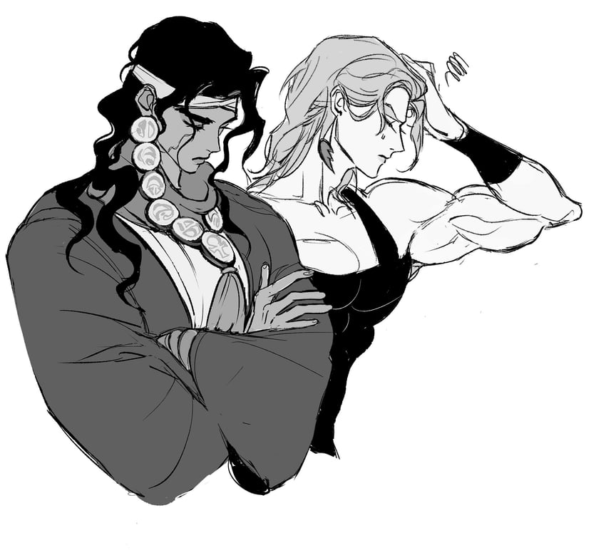 jean pierre polnareff and mohammed avdol (jojo no kimyou na bouken and 1 more) drawn by clamchowder55