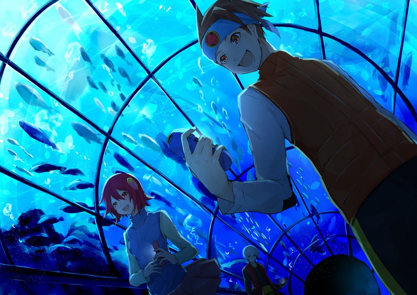 lan hikari, mayl sakurai, and eugene chaud (mega man and 1 more) drawn by shino_hiro22