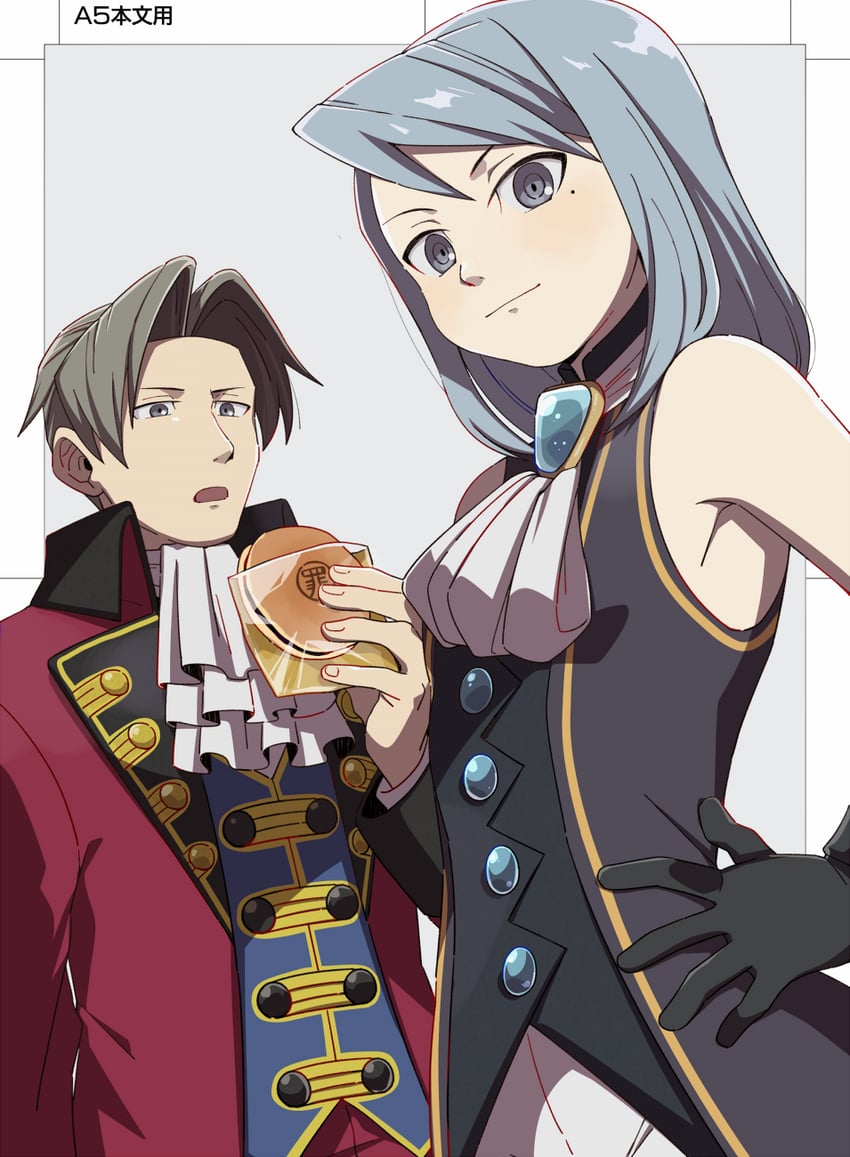 miles edgeworth and franziska von karma (ace attorney and 1 more) drawn by wahootarou