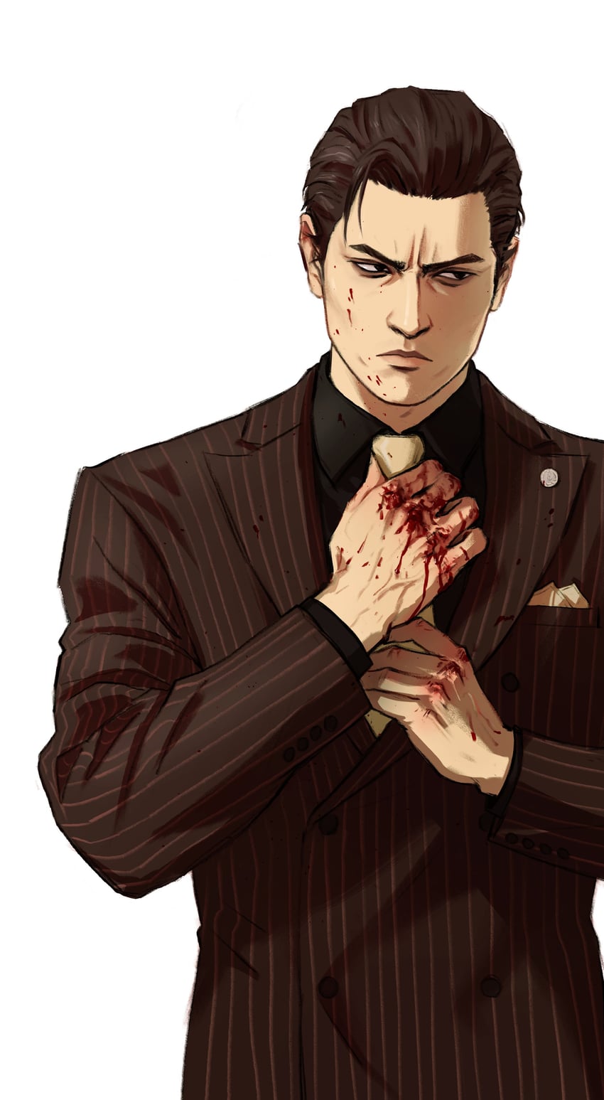 mine yoshitaka (ryuu ga gotoku and 1 more) drawn by donlemefo