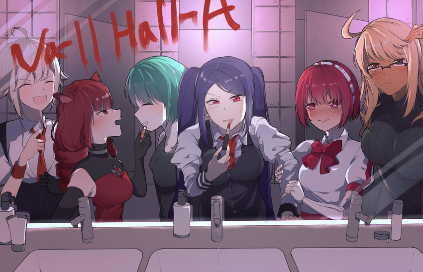 jill stingray, dorothy haze, dana zane, alma armas, stella hoshii, and 1 more (va-11 hall-a) drawn by harafrontline