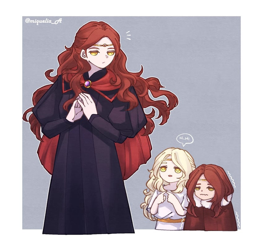 malenia blade of miquella, miquella, and lunar princess ranni (elden ring) drawn by miqueliafantasia