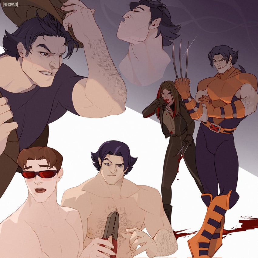 wolverine, x-23, and cyclops (marvel and 2 more) drawn by 91939art