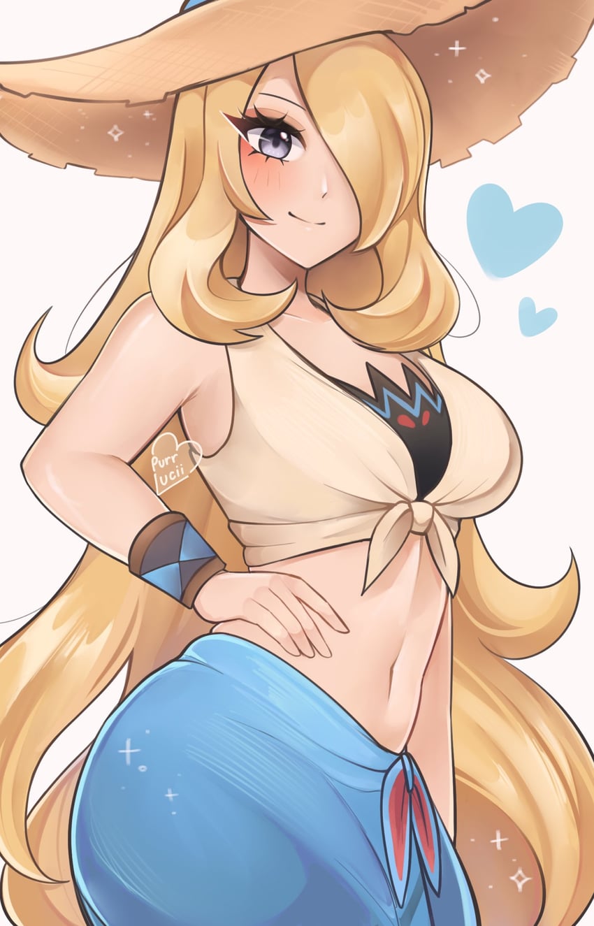 cynthia (pokemon and 1 more) drawn by luci_(purrlucii)