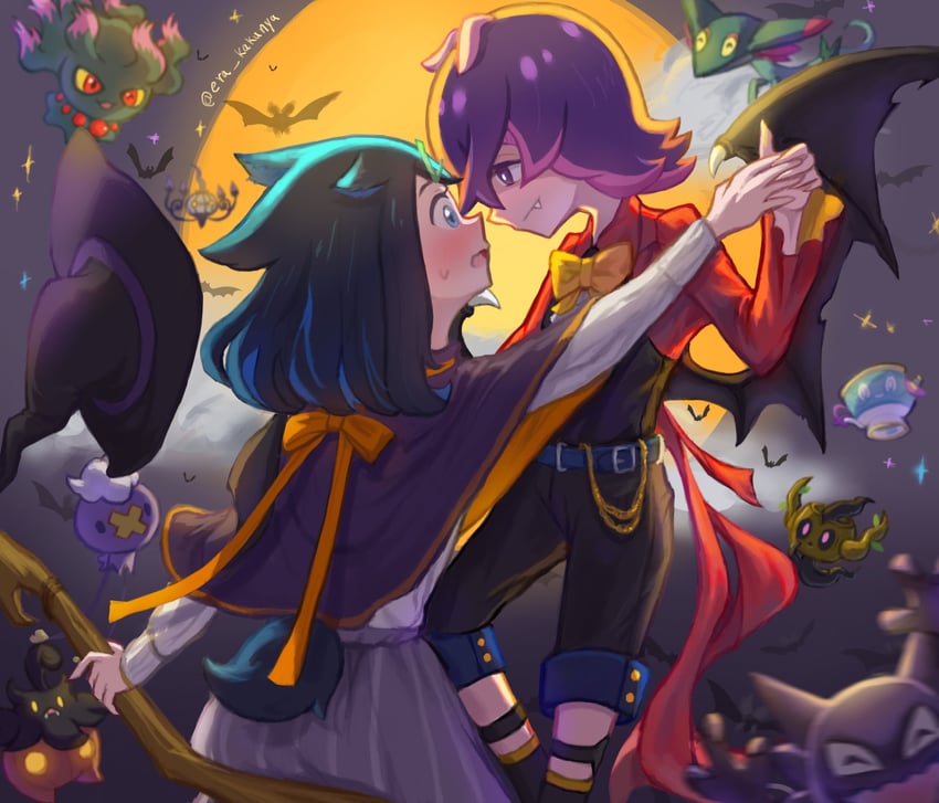 liko, chandelure, drifloon, haunter, dot, and 6 more (pokemon and 1 more) drawn by nekomura_saki