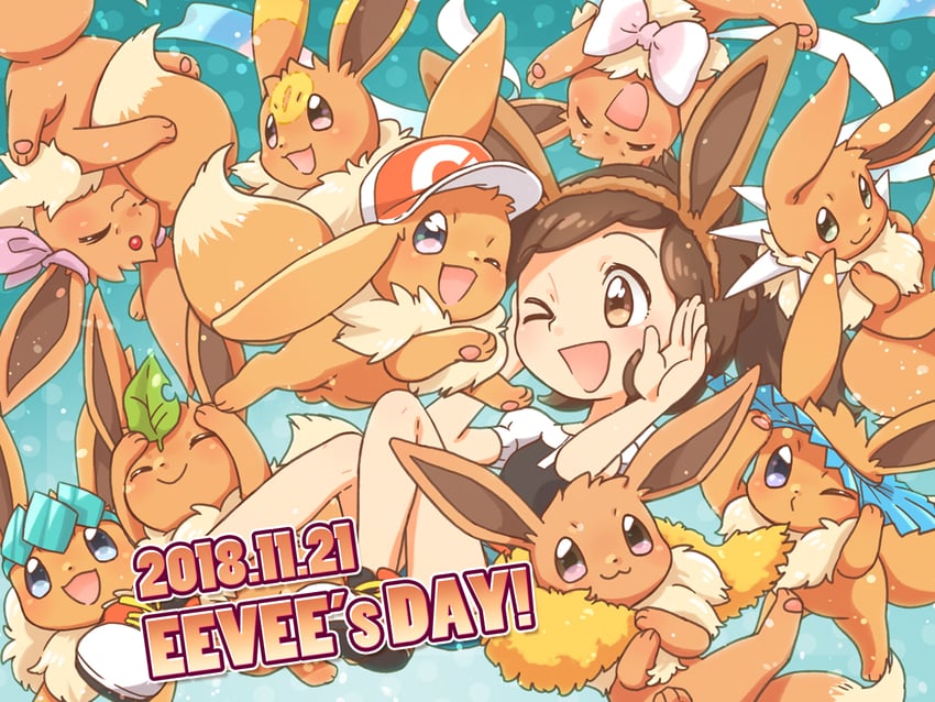 eevee and elaine (pokemon and 1 more) drawn by wataame_(tulip)