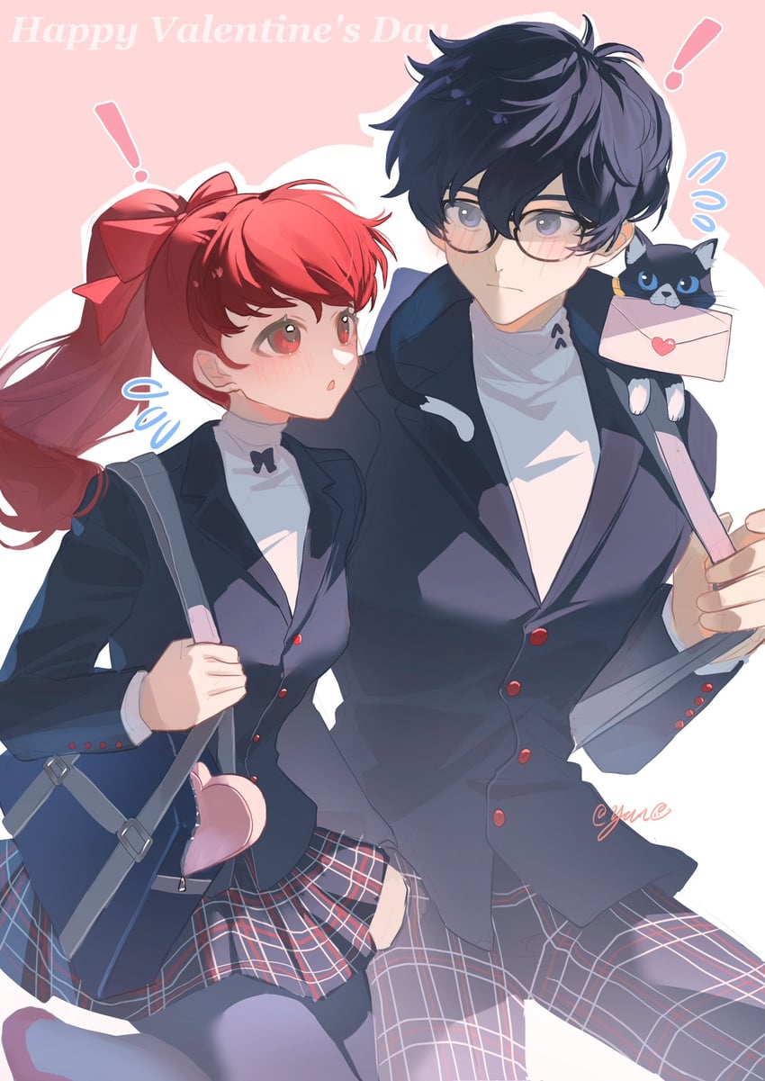 amamiya ren, yoshizawa kasumi, and morgana (persona and 2 more) drawn by yun_(dl2n5c7kbh8ihcx)