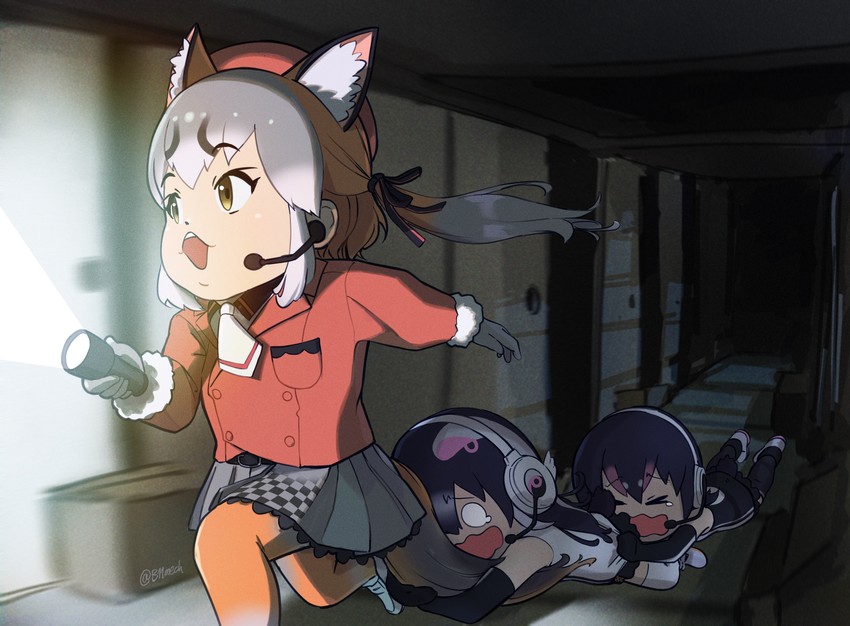 island fox, humboldt penguin, and african penguin (kemono friends and 1 more) drawn by beleven