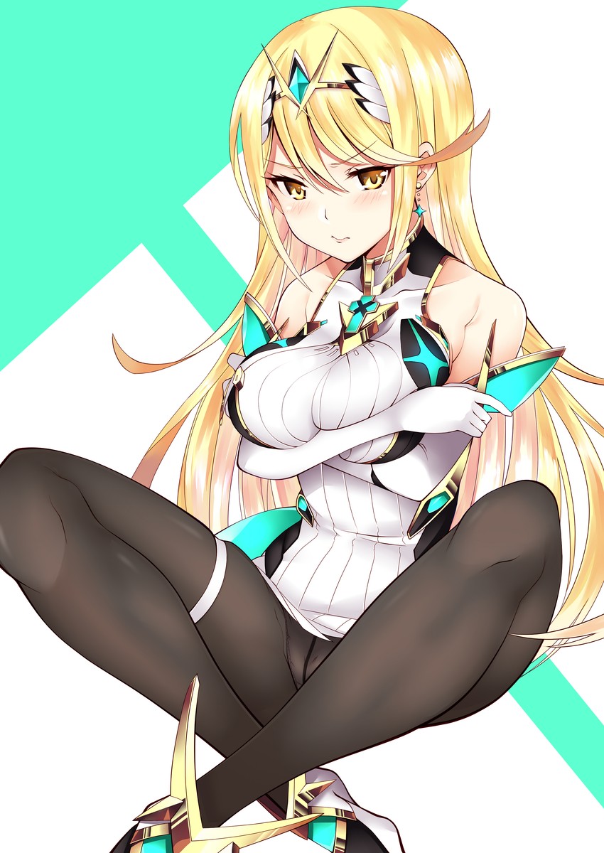 mythra (xenoblade chronicles and 2 more) drawn by daive