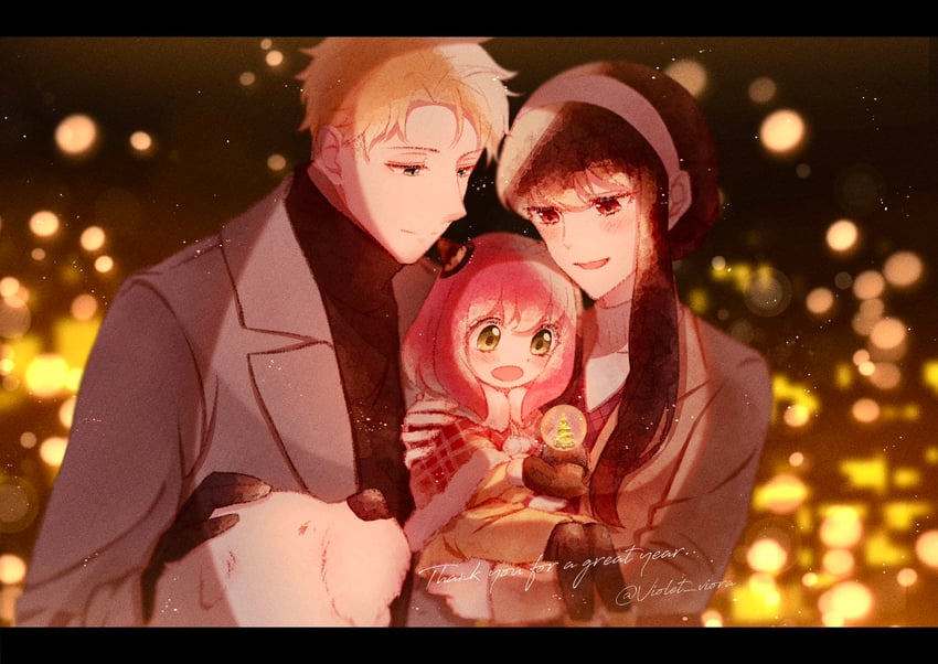 yor briar, anya, twilight, and bond (spy x family) drawn by violet_viora