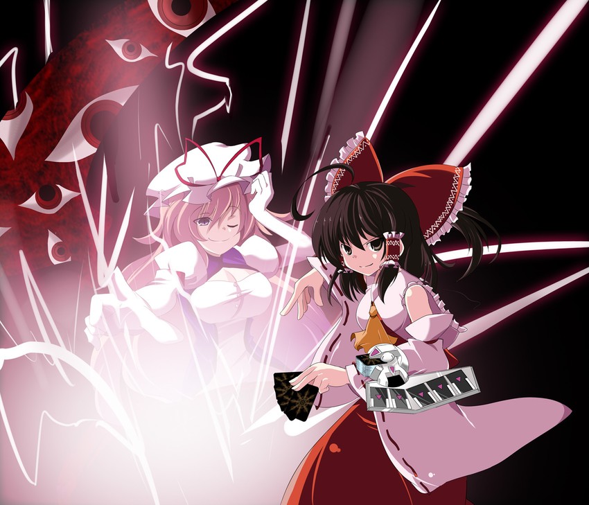 hakurei reimu and yakumo yukari (touhou and 2 more) drawn by be_(o-hoho)