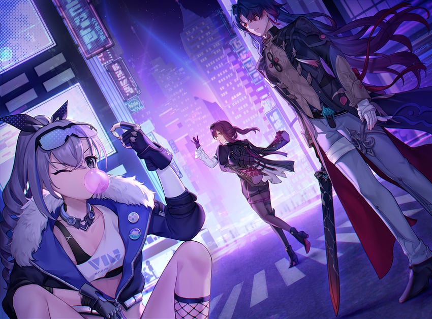 kafka, silver wolf, and blade (honkai and 1 more) drawn by kfr2_2
