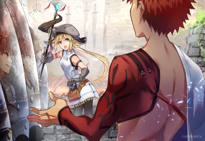 artoria pendragon, saber, emiya shirou, artoria caster, and senji muramasa (fate and 2 more) drawn by carimarica