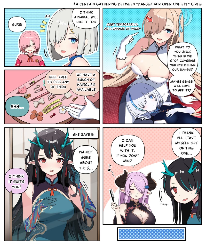 mash kyrielight, asuna, hamakaze, narmaya, dusk, and 1 more (kantai collection and 6 more) drawn by myown