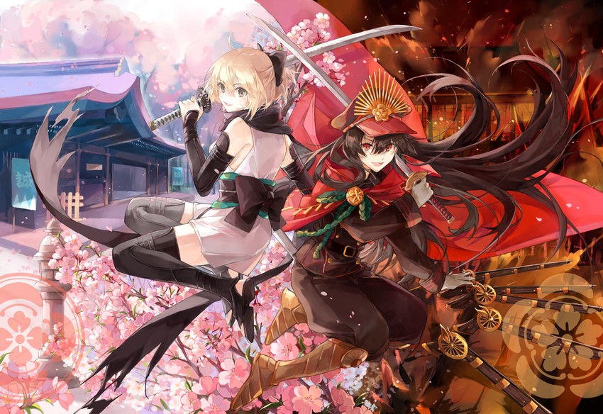okita souji and oda nobunaga (fate and 1 more) drawn by lizi_(st3648)