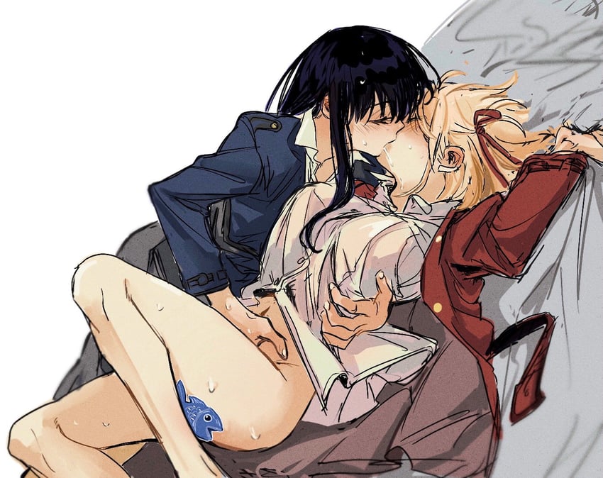 nishikigi chisato and inoue takina (lycoris recoil) drawn by koyomania