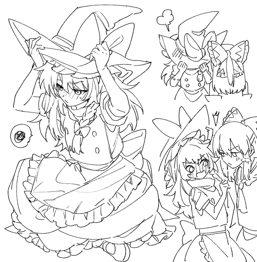 hakurei reimu and kirisame marisa (touhou) drawn by mero_(starfish_jcs)