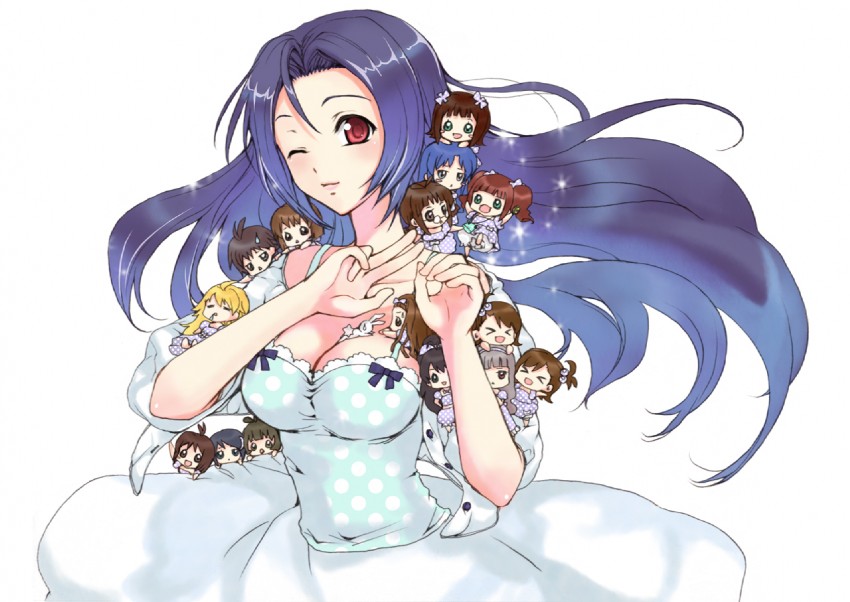 hoshii miki, kisaragi chihaya, amami haruka, kikuchi makoto, shijou takane, and 11 more (idolmaster and 1 more) drawn by kabkin
