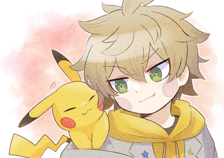 pikachu and desuhiko thunderbolt (pokemon and 1 more) drawn by monaka_(monaka_alola)