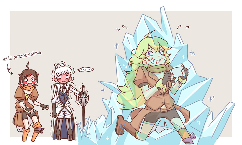 ruby rose, weiss schnee, yang xiao long, and winter schnee (rwby) drawn by friedbun