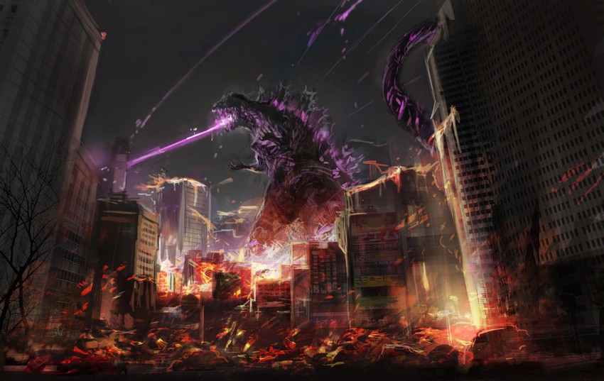 godzilla (godzilla and 1 more) drawn by amamitsu_kousuke