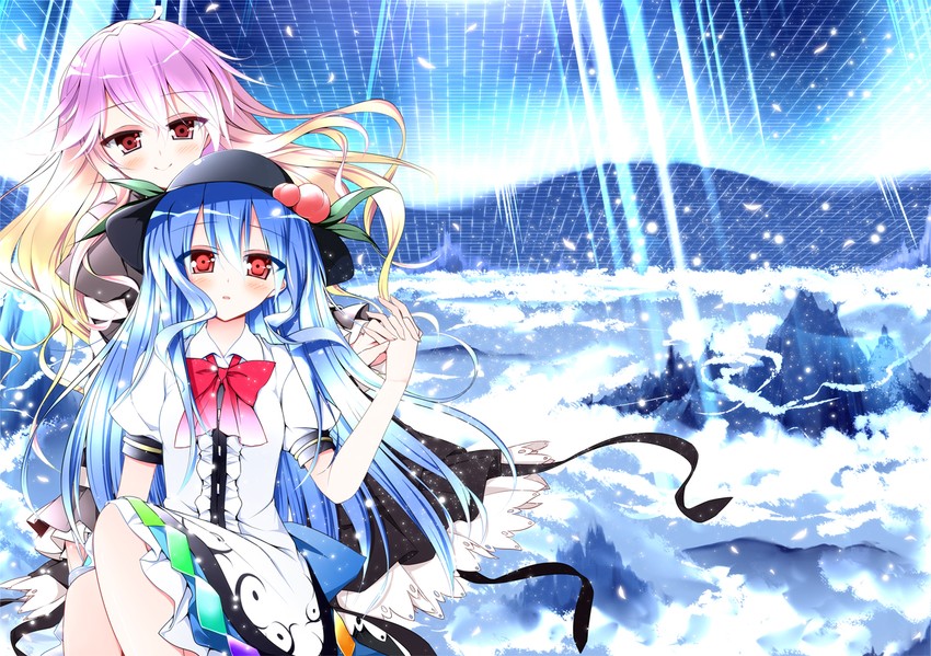 hinanawi tenshi and hijiri byakuren (touhou) drawn by suzume_miku