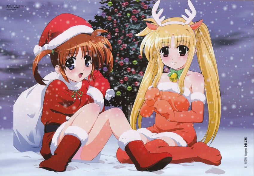 fate testarossa and takamachi nanoha (lyrical nanoha and 4 more) drawn by okuda_yasuhiro