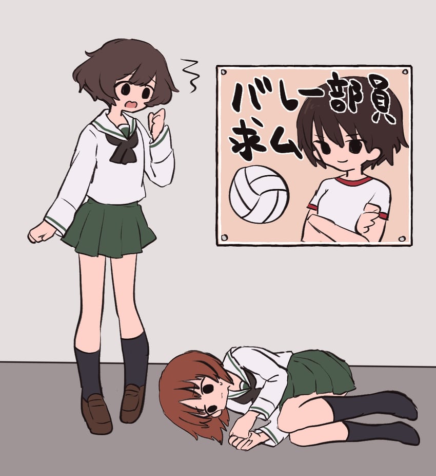 nishizumi miho, akiyama yukari, and isobe noriko (girls und panzer) drawn by ri_(qrcode)